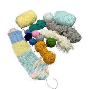Assorted Yarn Balls & Crochet Piece READ
